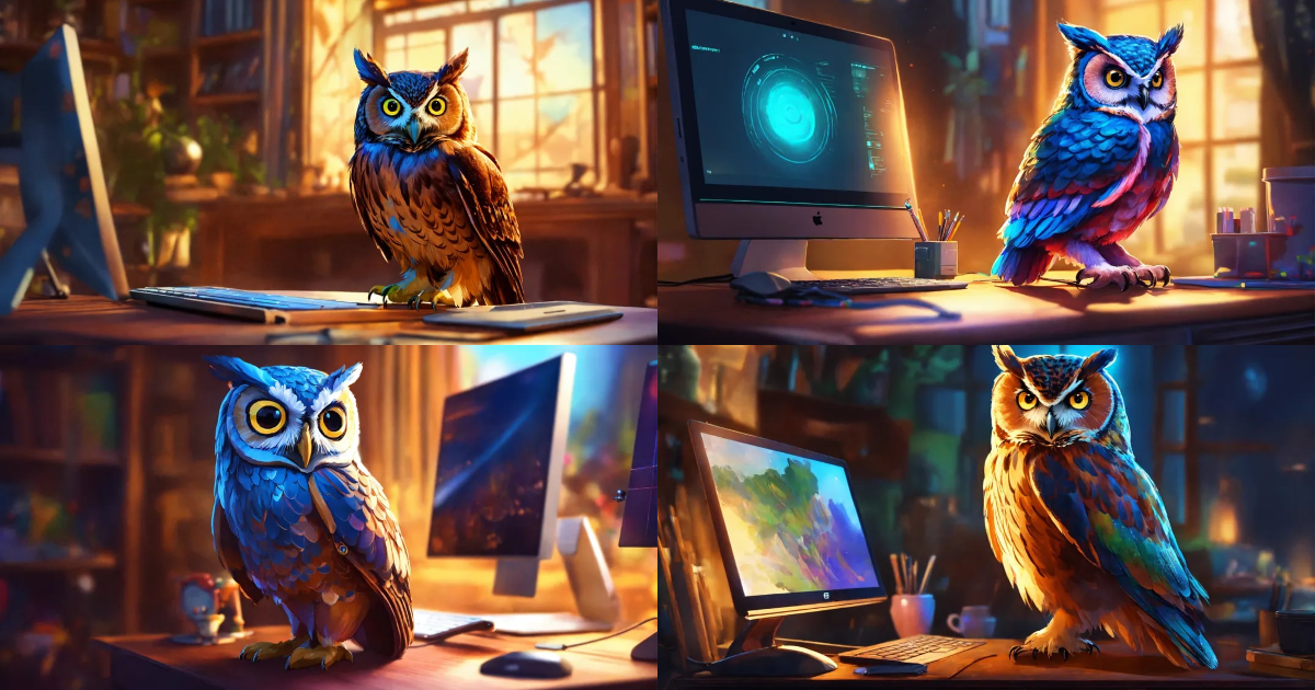Lexica - Owl looking at a computer, elegant, digital painting, sharp ...