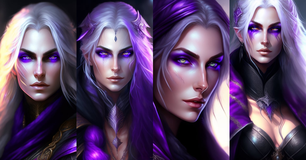 Lexica - Portrait, drow, dark elf, violet eyes, luis royo, epic fantasy ...