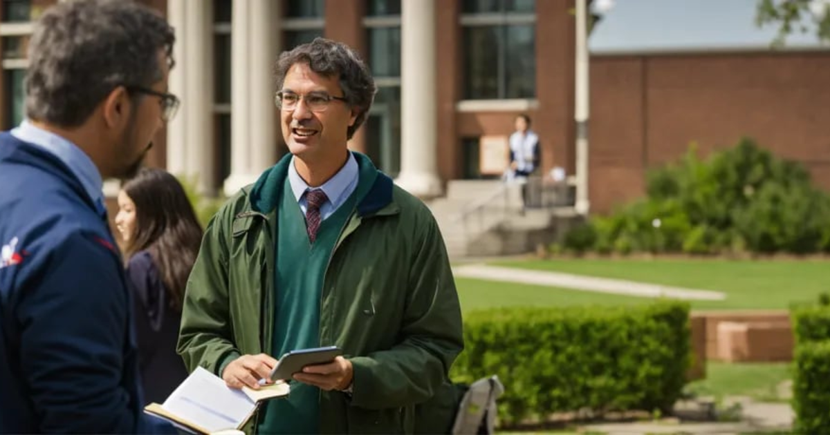 Lexica - A professor communicating with his students on a university ...