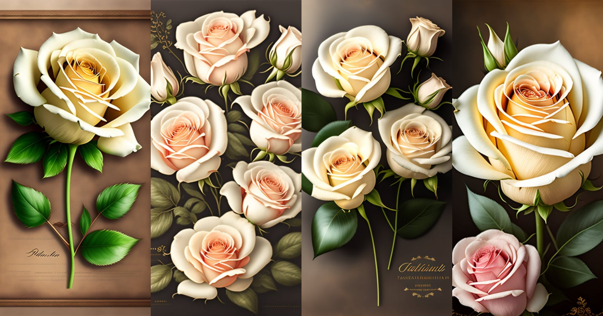 Lexica - High quality A4 old parchment paper, transparent white roses ...