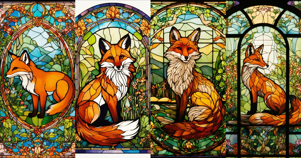 Lexica - A vitral window, art noveau style, with colorful nature ...
