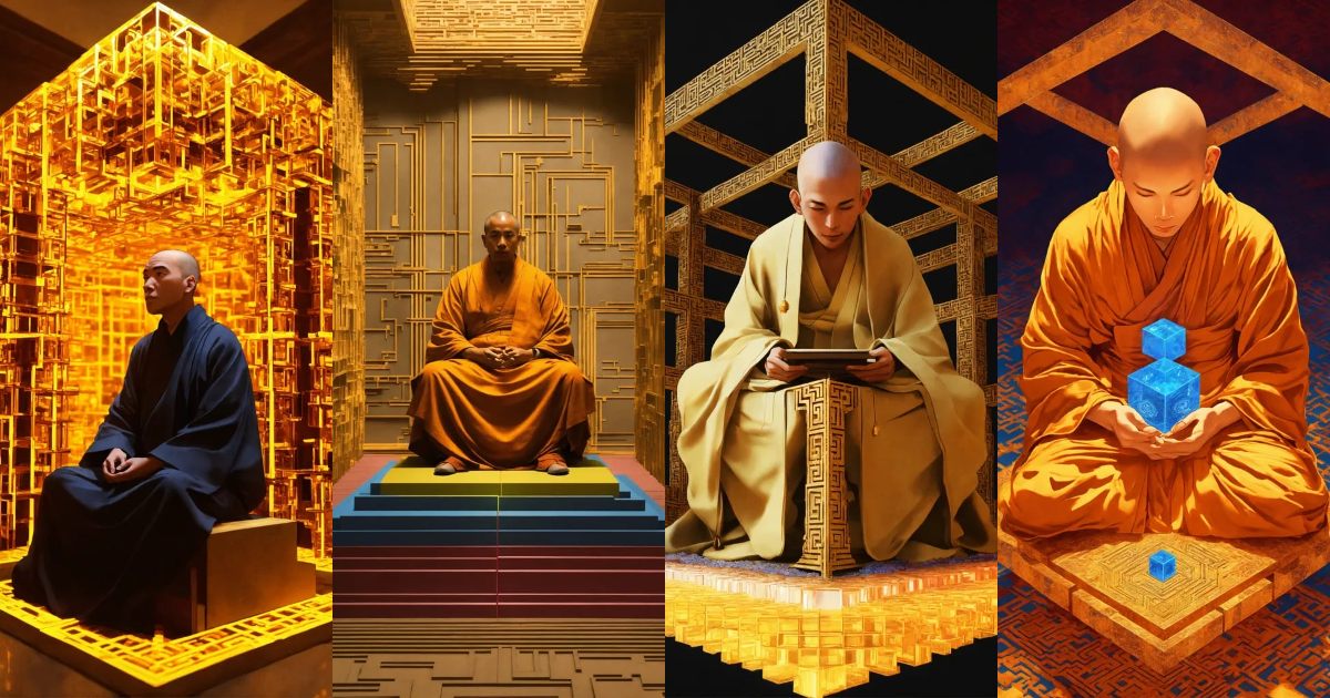 Lexica - Sitting Taoist monk tesseract body fractal three point ...