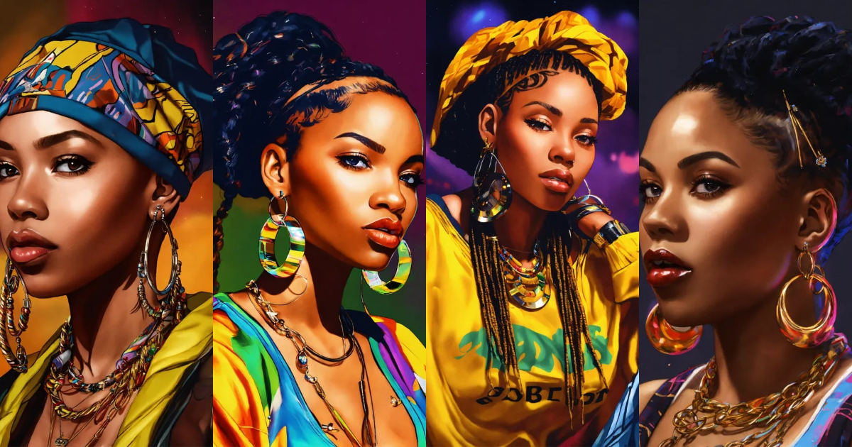 Lexica - Late 90s, african american female rapper, hoop earings ...