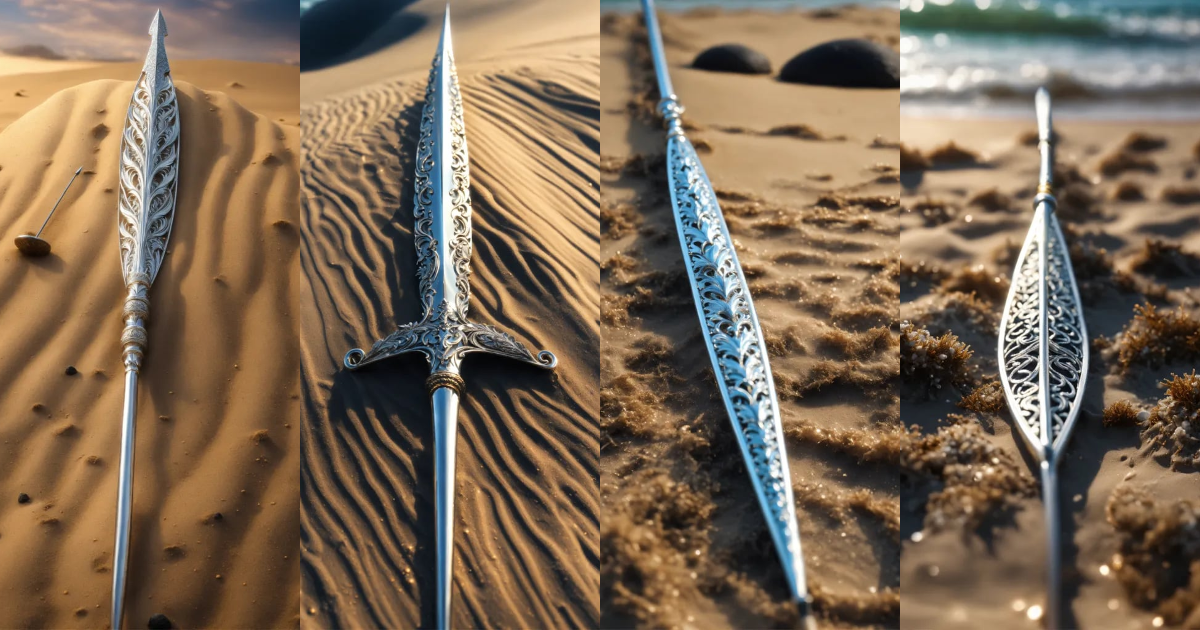Lexica - 8k, picture of a narrow and delicate toothed spear with sharp ...