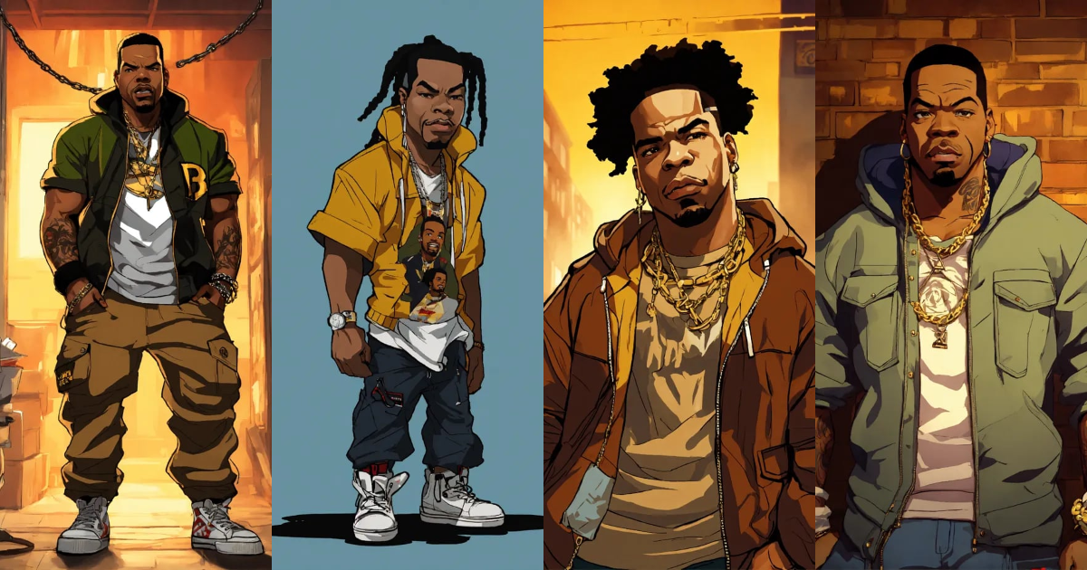 Lexica Hip hop art style busta rhymes boondocks full body