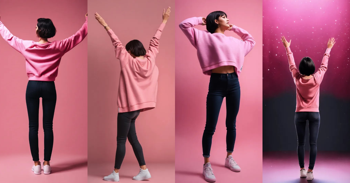 Lexica - Full body, a woman from her back, raising both her hands up ...