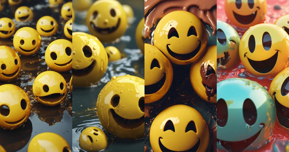 Lexica - Four melting smiley faces next to one another, 4k render ...
