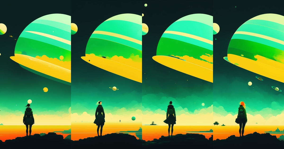 Lexica - Woman floating with planets circling around her, style of ...