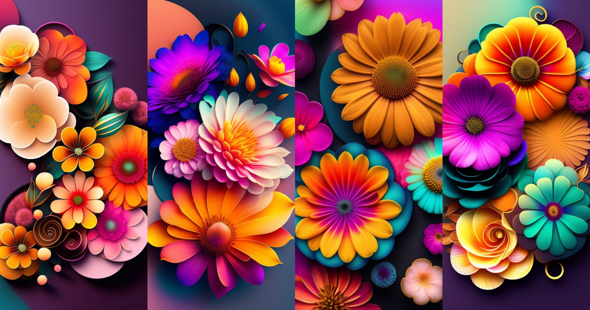 Lexica - Abstract graphic in muted collors+flowers+3d+clean background ...