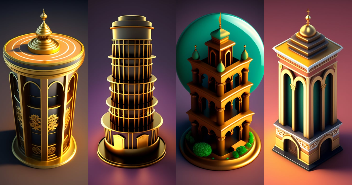 Lexica - 3D circular icon for of Coin Tower