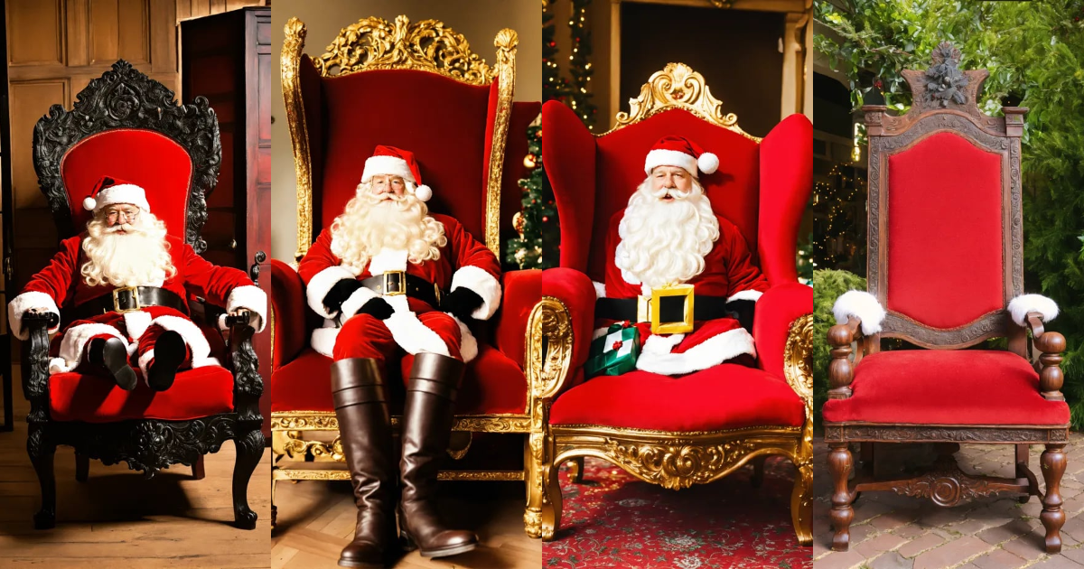 Lexica - Vintage christmas chair, red, santa claus, tall, big chair ...