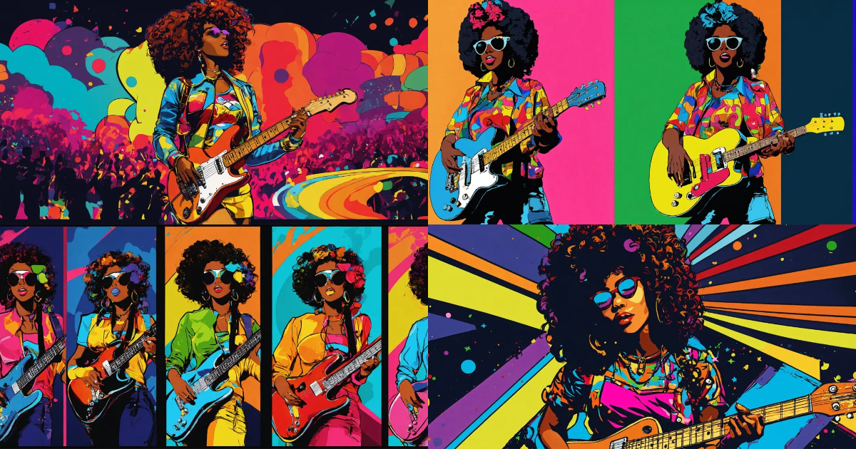 Lexica - Pop Art Musician Black Woman in pop art rock star outfit ...