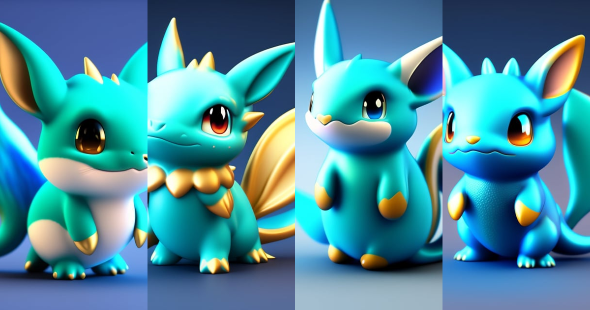 Lexica - Cute 3d render simple cartoon of toy art vaporeon pokemon