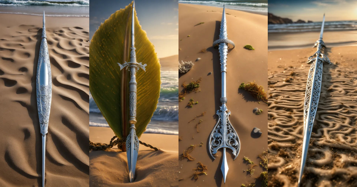 Lexica - 8k, picture of a narrow and delicate toothed spear with sharp ...