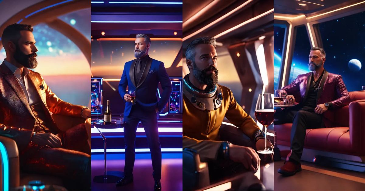 Lexica - 45 year old masculine man with trim beard in futuristic ...
