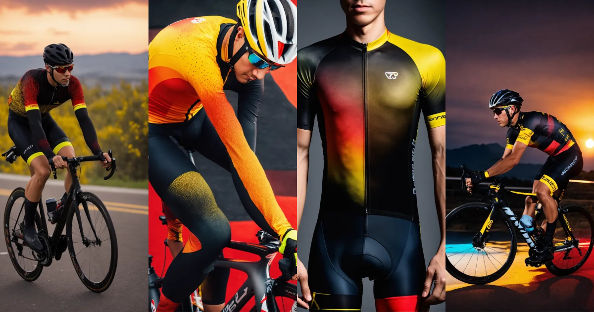 Lexica - CYCLING JERSEY black yellow red fading colors pttern