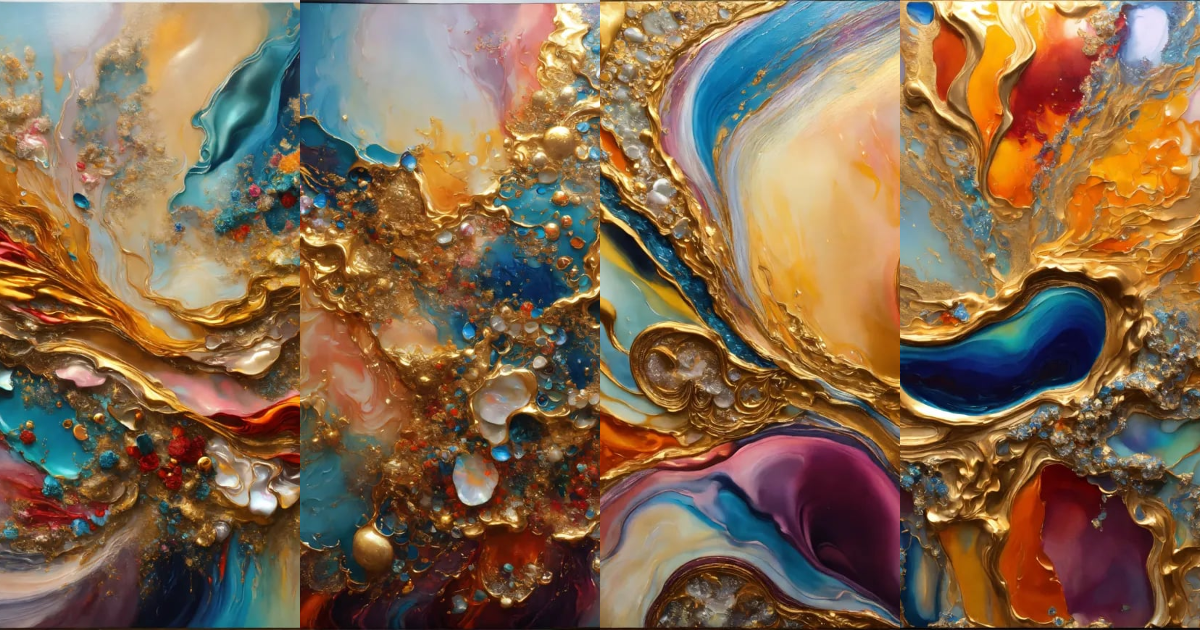 Lexica - Colorful abstract painting oil and water complex complicated ...