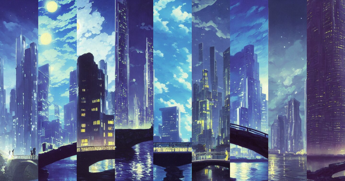 Lexica - Anime key visual of glowing crystal skyscrapers near a huge ...