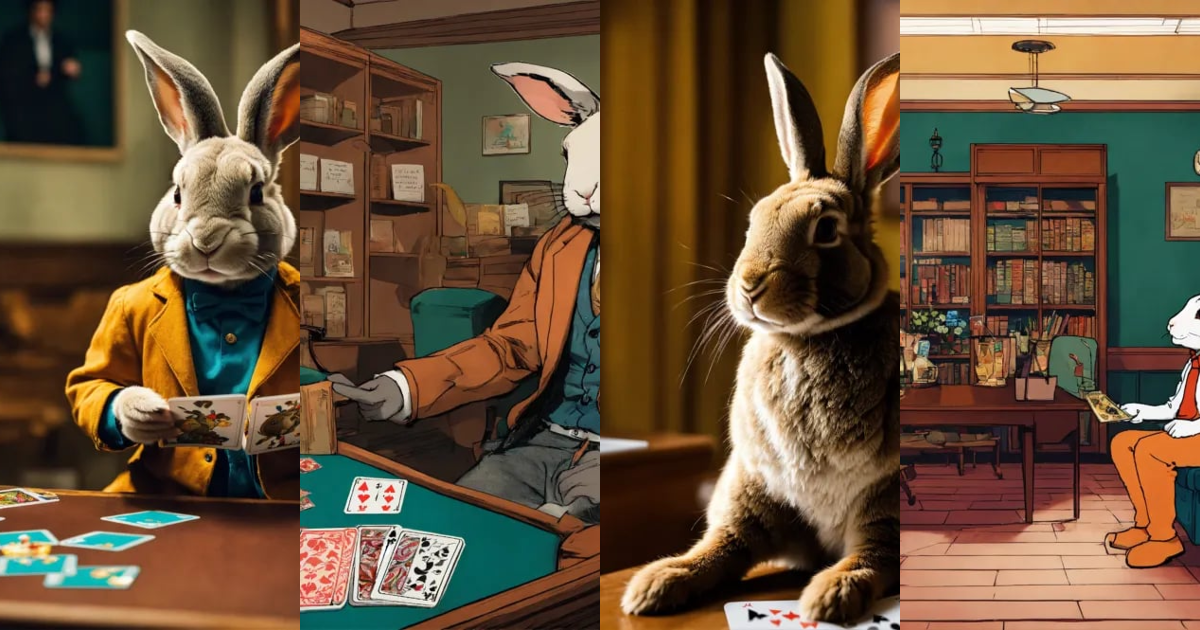 Lexica - The rabbit has metaphorical cards in his hands in the ...