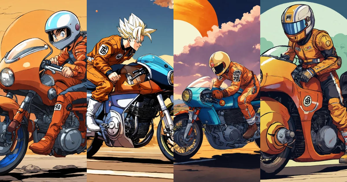 Lexica - Old anime style Motorcycle racer in DRAGON BALL style