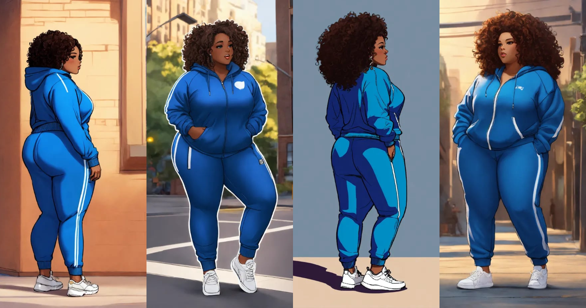 Lexica - An animated African American plus size woman with curly hair ...