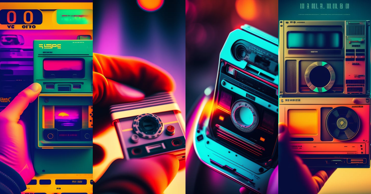 Lexica - Hand holding a old cassette tape, 80s poster style ...