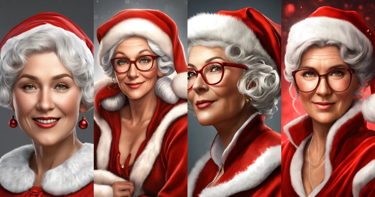 Lexica - Cartoon mrs. claus, hyper realistic on white background