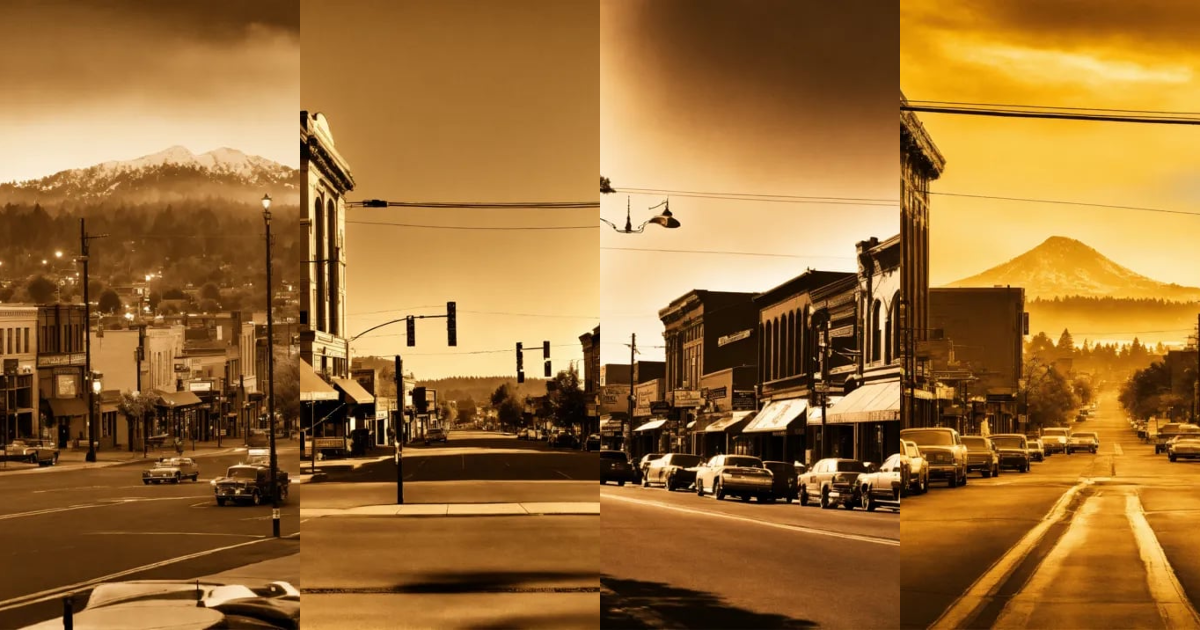 Lexica - Downtown Springfield Oregon in sepia tone
