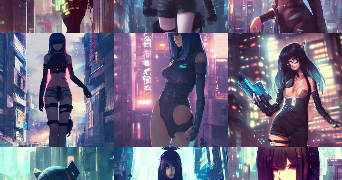 Lexica - Cute anime catgirl in cyberpunk city illustration style of ...