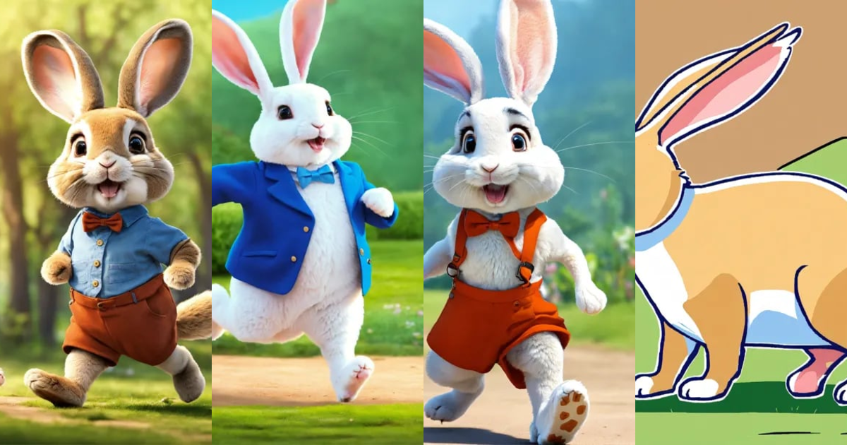 Lexica - Cartoon rabbit walking on 2 legs
