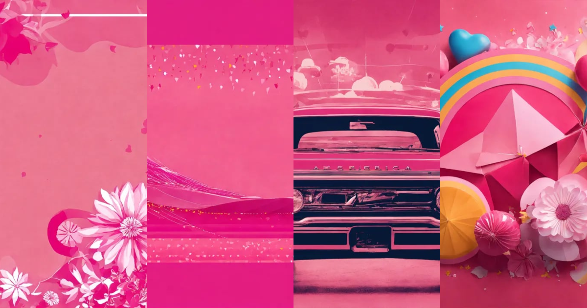 Lexica - American greeting, pink theme, graphics, art