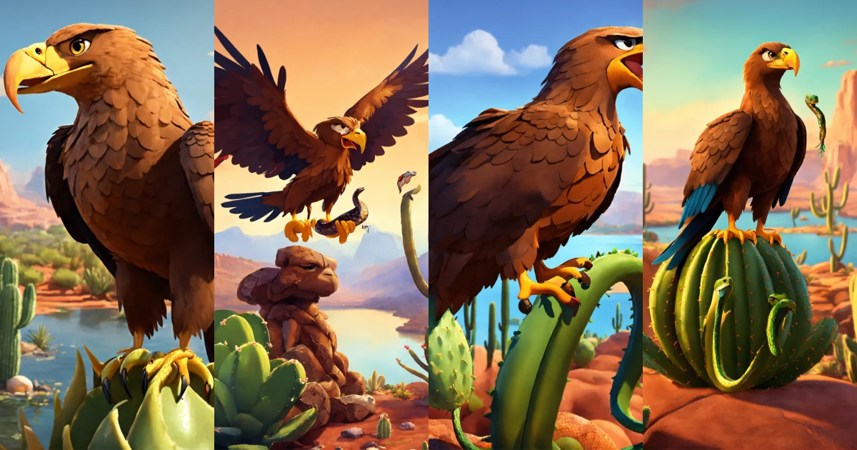 Lexica - Pixar animation of a brown Eagle eating a ((snake)), standing ...