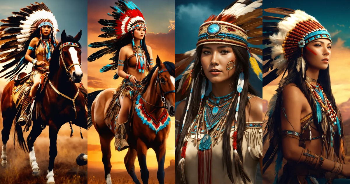 Lexica - Native American beautiful princess full head dress in 3d ...