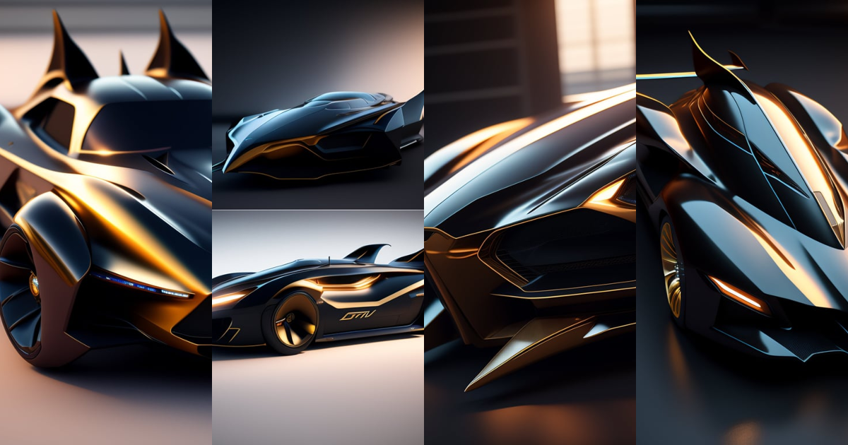 Lexica - Fusion redesign of the Batmobile a bat-shaped hood ornament ...