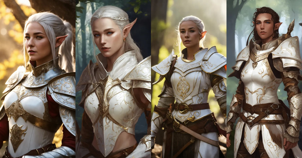 Lexica - D&D, fantasy, cinematic. D&D Elf wearing white armor