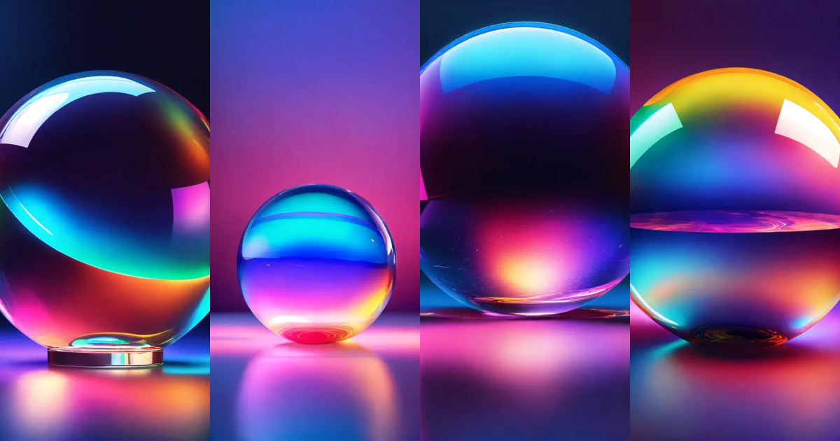 Lexica - A colorful shiny polished transparent realistic sphere object ...