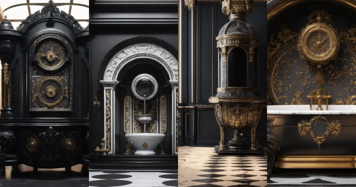 Lexica - Neogothic rococó clasical ornamental of black Marble and white ...