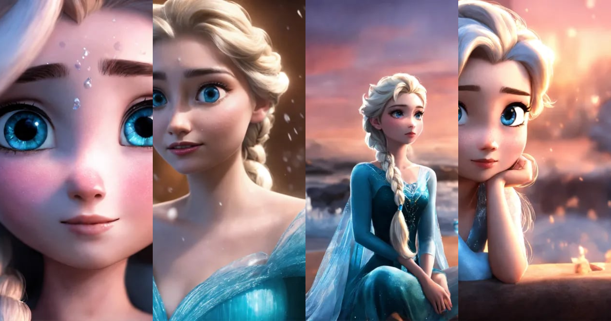 Lexica - Elsa, deitada na um chão com gelo, com semblante triste ...