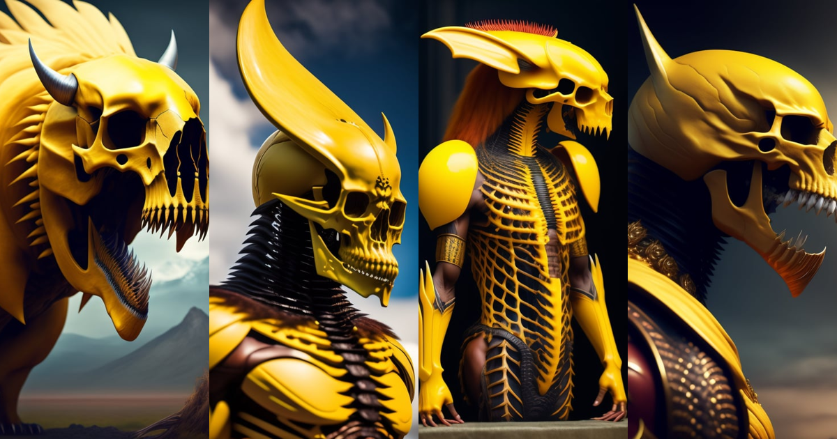 Lexica - Inhumanoid, giant monster, with animal skull head, exposed rib ...