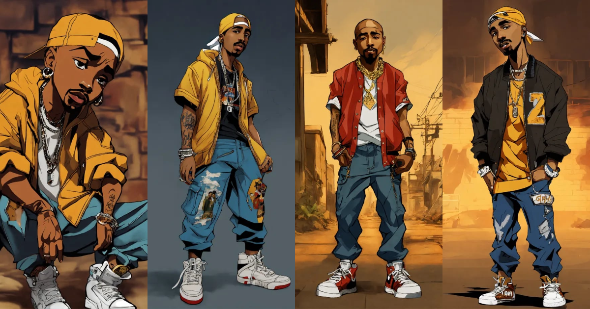 Lexica - Hip hop art style 2 pac boondocks full body
