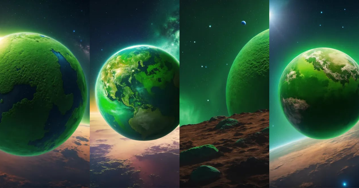 Lexica - One green continel planet floating in space
