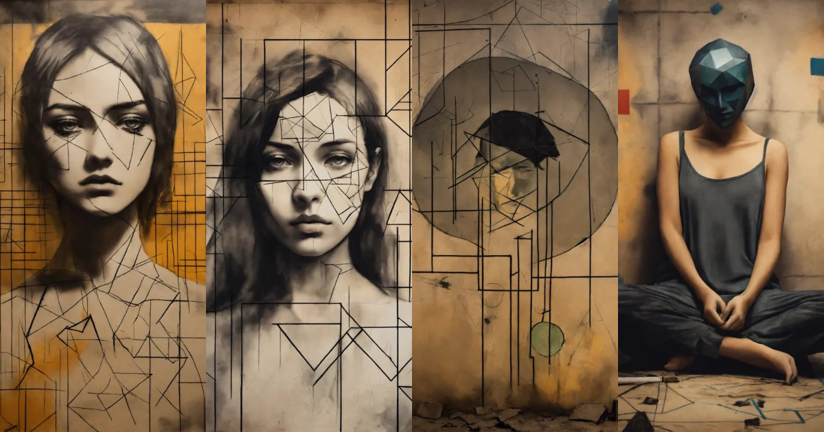 Lexica - Create the outline of personification of anxiety, painted with ...