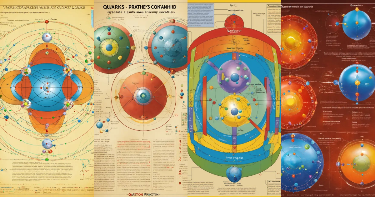 Lexica - Quarks contained inside a proton. Vector image.