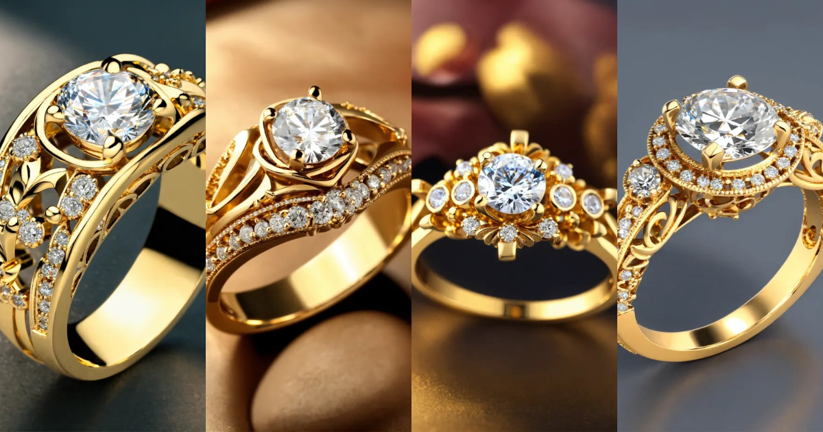 Lexica - Jewellery design, vintage style, Create diamond gold ring with ...
