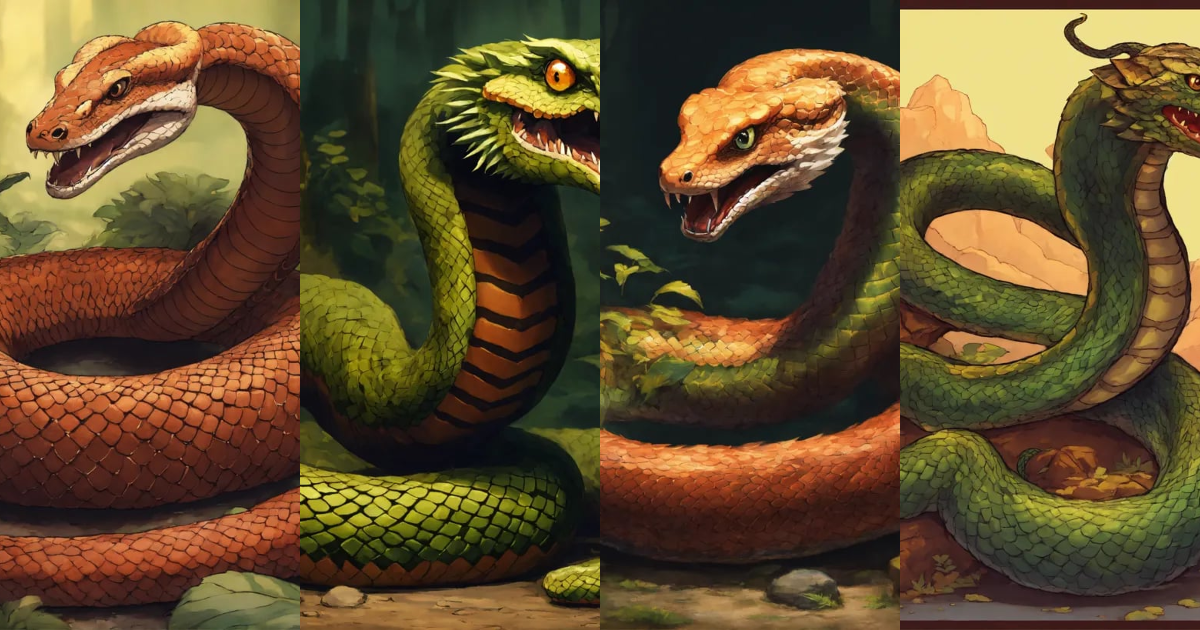 Lexica - Top down full body view of a snake monster fantasy ghibli art ...