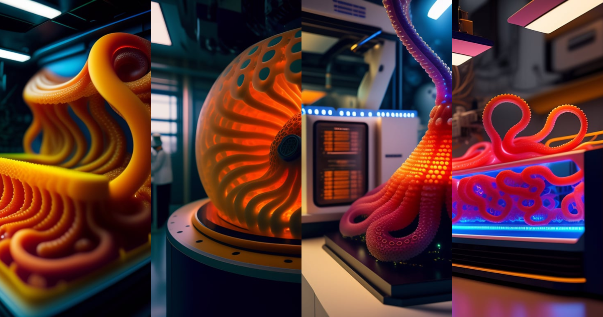 Lexica - A complex mri 3 d printer machine making colorful mutant ...