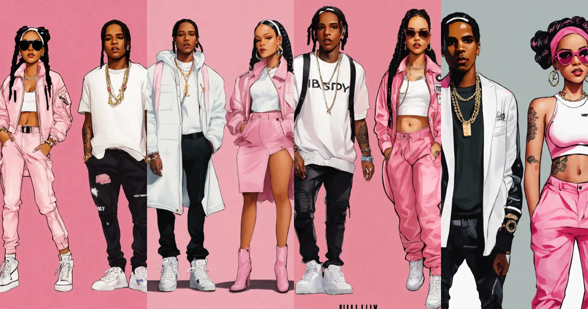 Lexica - FULL BODY OF ASAP ROCKY CARICATURE & RIHANNA CARICATURE ...
