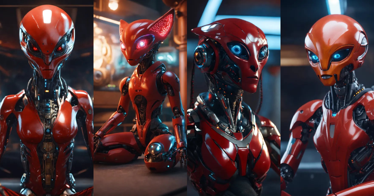 Lexica - Alien creature with red wooden skin and cat face and cat eyes ...