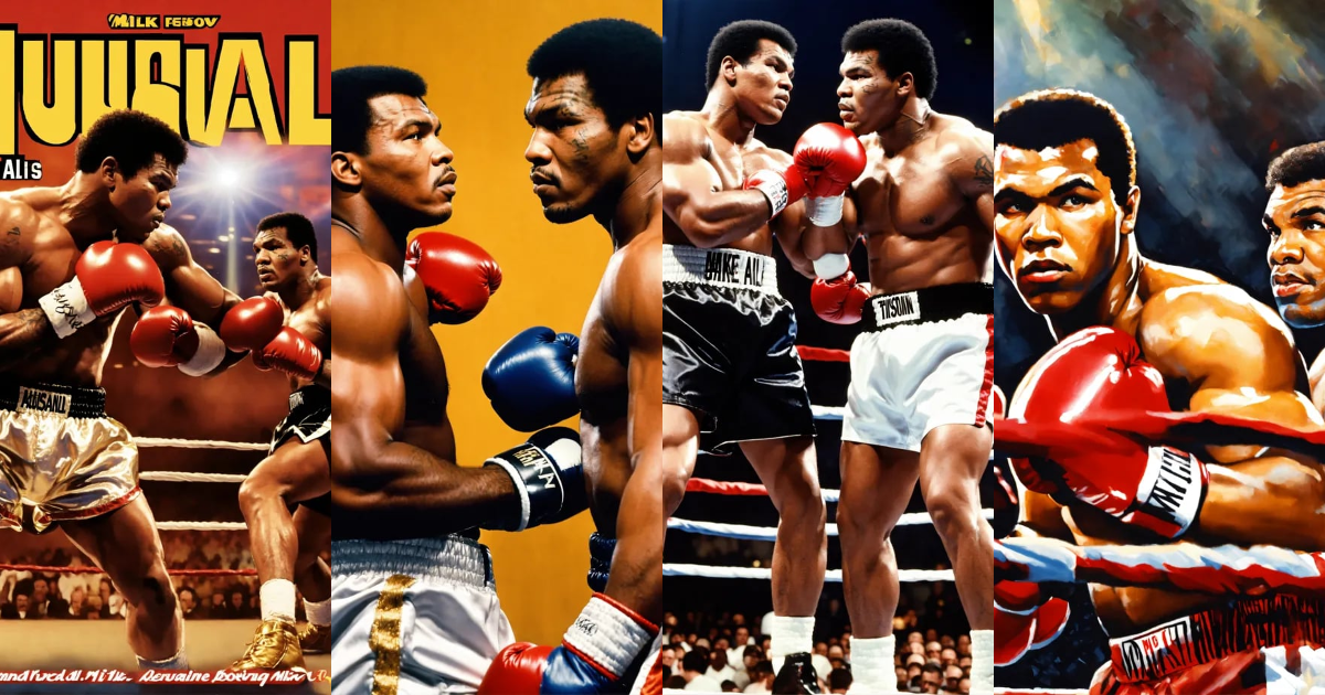 Lexica - Ultra define Muhammad Ali and Mike Tyson boxing.