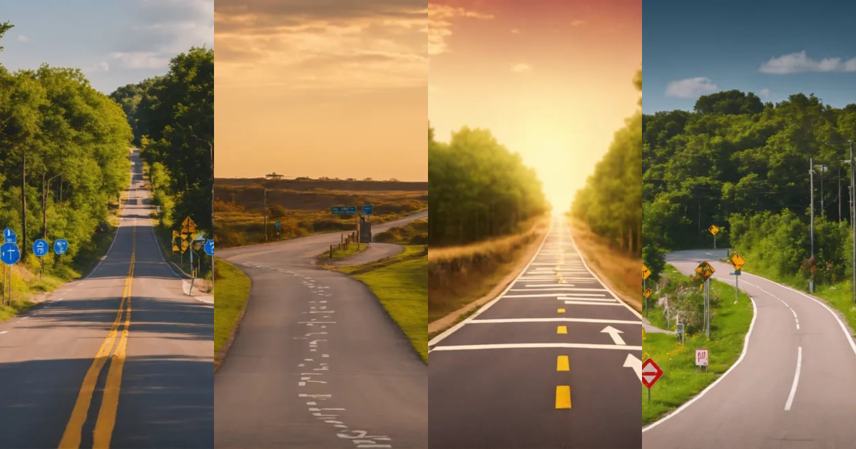 Lexica - A road with three paths and signs point in their directions